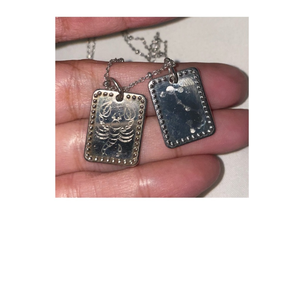 SALE🎈NEW! SUPER CUTE NECKLACE WITH TWO SMALL DOG TAGS WITH SCORPIO SYMBOLS ♏️!